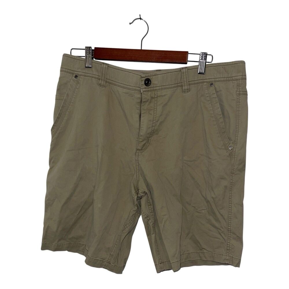 Swiss Tech Shorts Mens 34 Brown Khaki Flat Front Performance Outdoor Casual